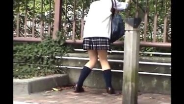 【JK放尿盗撮】女子校生が屋上や路上でおしっこ。内股に垂らしているのがエロい