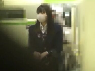 【電車盗撮】正統派美少女JKがプロの痴漢に狙われ、電車内で肉棒を押し付けられる